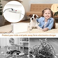 Vista 2 de Cable Management Cord Cover Wire Hider Box Concealer Organizer Protector System for Home Theater Entertainment Center Office School (Mini,White)