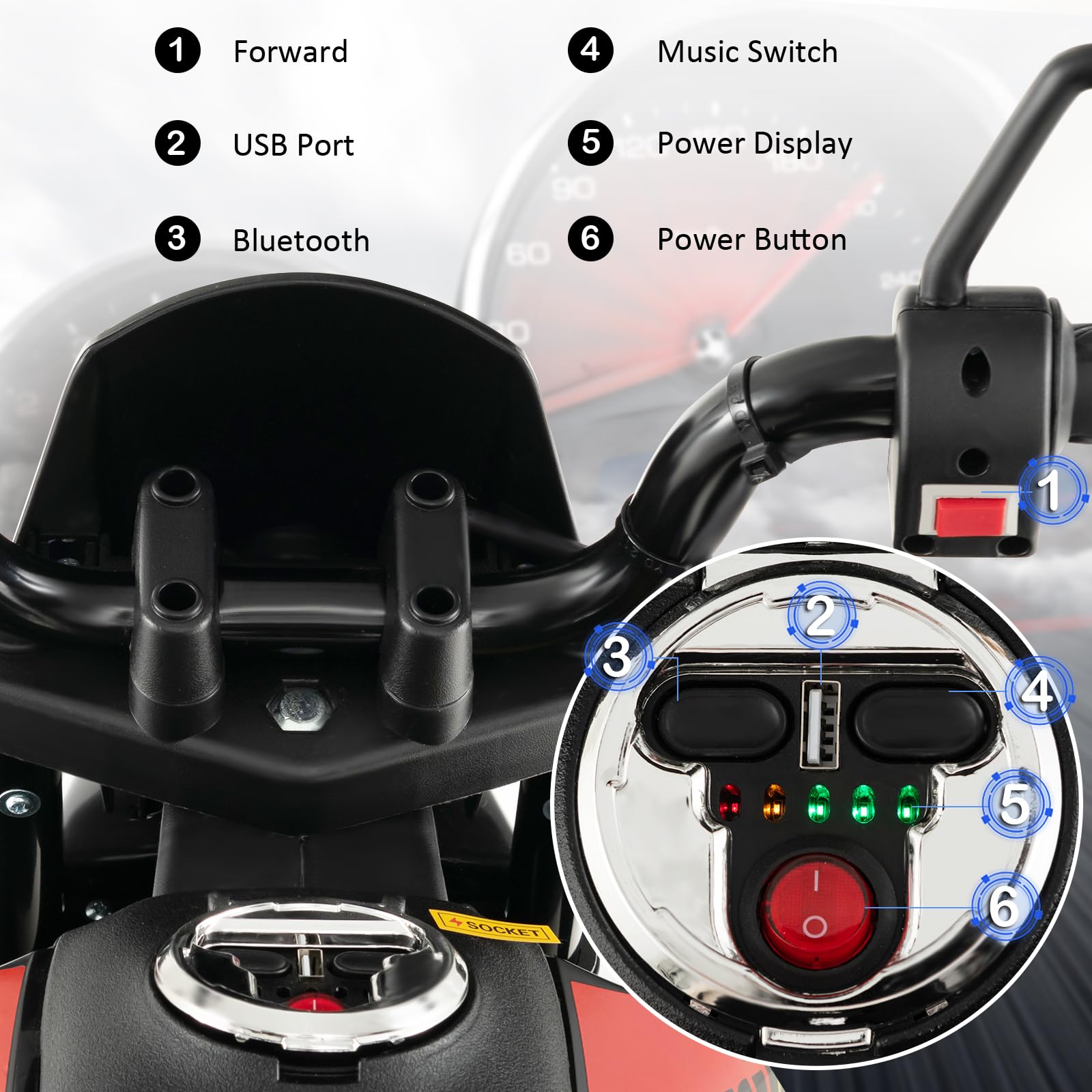 GYMAX Moto Elettrica 12V, Moto per Bambini con 2 Ruote di Supporto, Faro, Musica per Bambini 3-8 Anni, Veicolo per Bambini con Doppio Motore e Ammortizzatori, 5,5-6 km/h (Nero-Giallo)