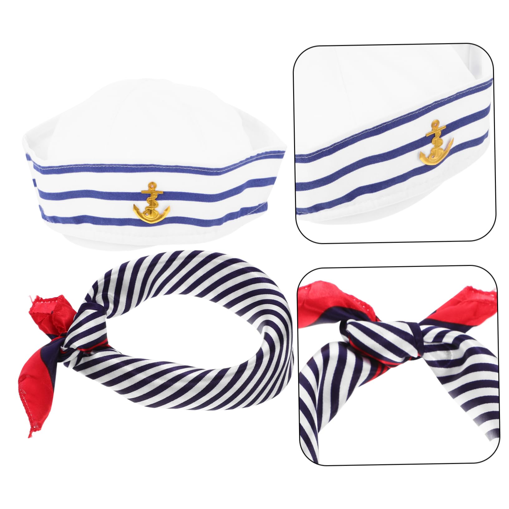 FOMIYES Marine Hat Captain Costume Hat Sailor Style Set Unisex Fit Halloween Party Accessory
