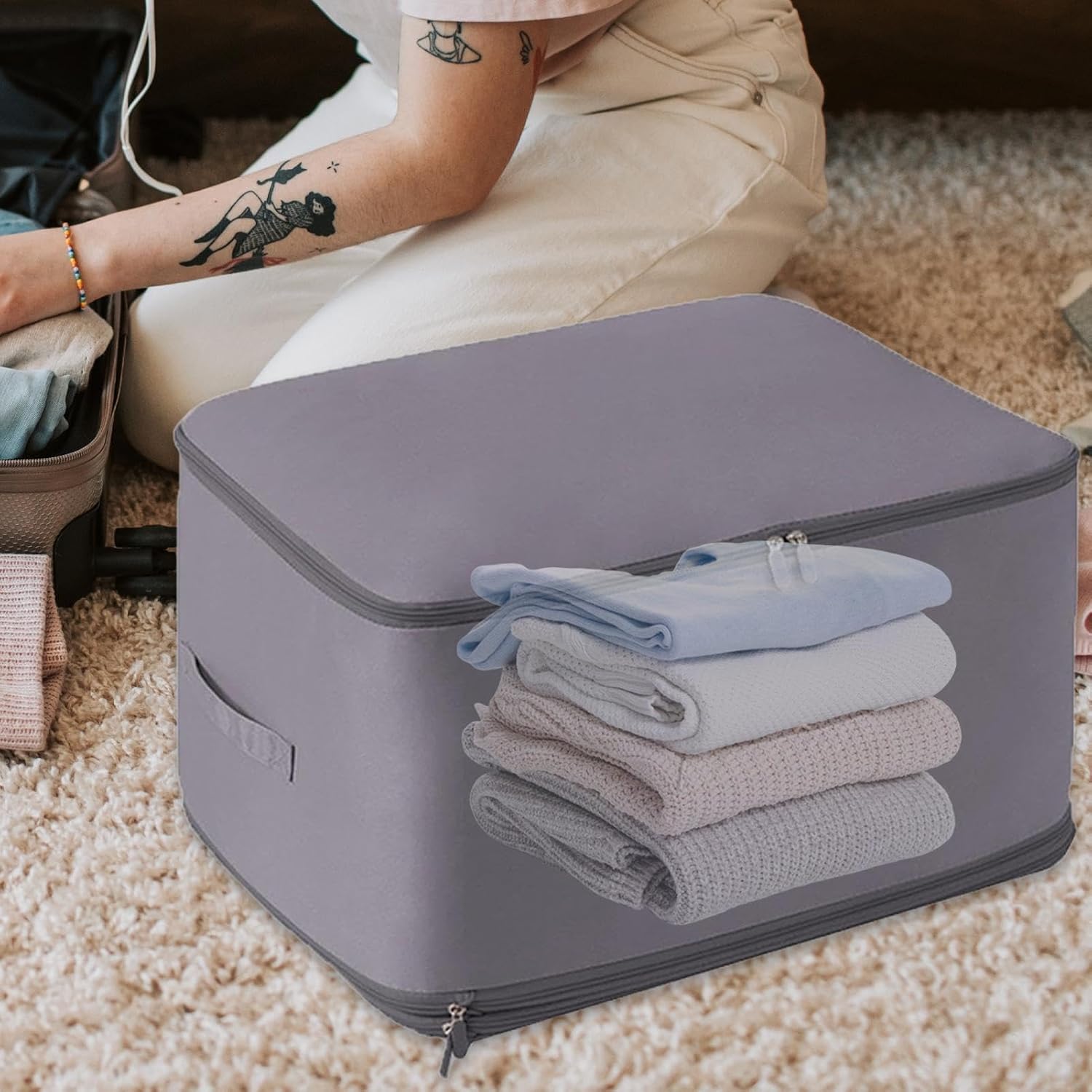 Compression Organizer | Large Bedding Storage Moving Bags | Multifunctional Home Organization, Waterproof Portable Blanket Organizer for Clothes Coat Quilt