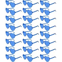 NACHLYNN 24 Pairs Blue Heart Sunglasses for Women Rimless Heart Shaped Sunglasses Candy Color Heart Glasses for Party Favors