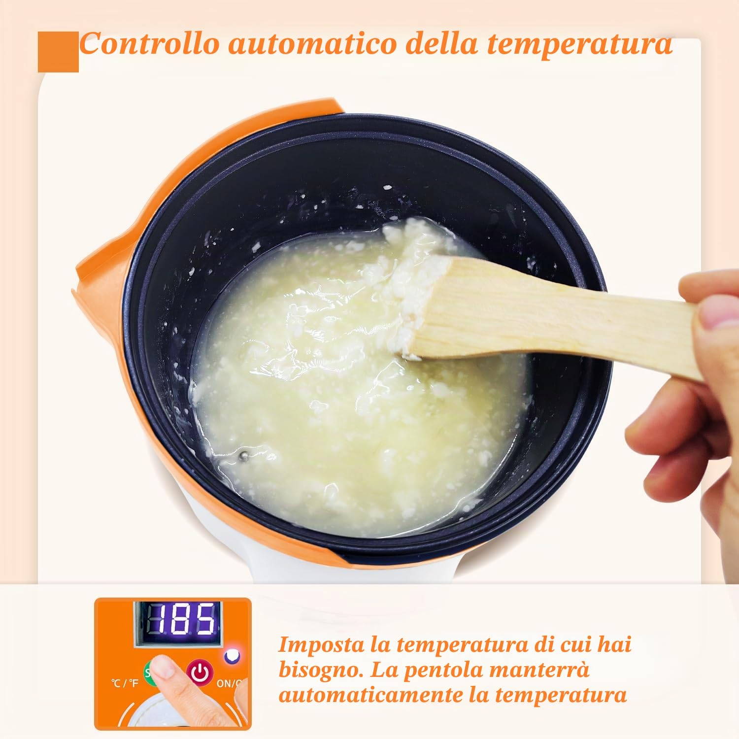 Fondicera Digitale con Beccuccio Versatore per la Produzione di Candele – Pentolino Elettrico con Indicatore di Temperatura e Spegnimento Automatico