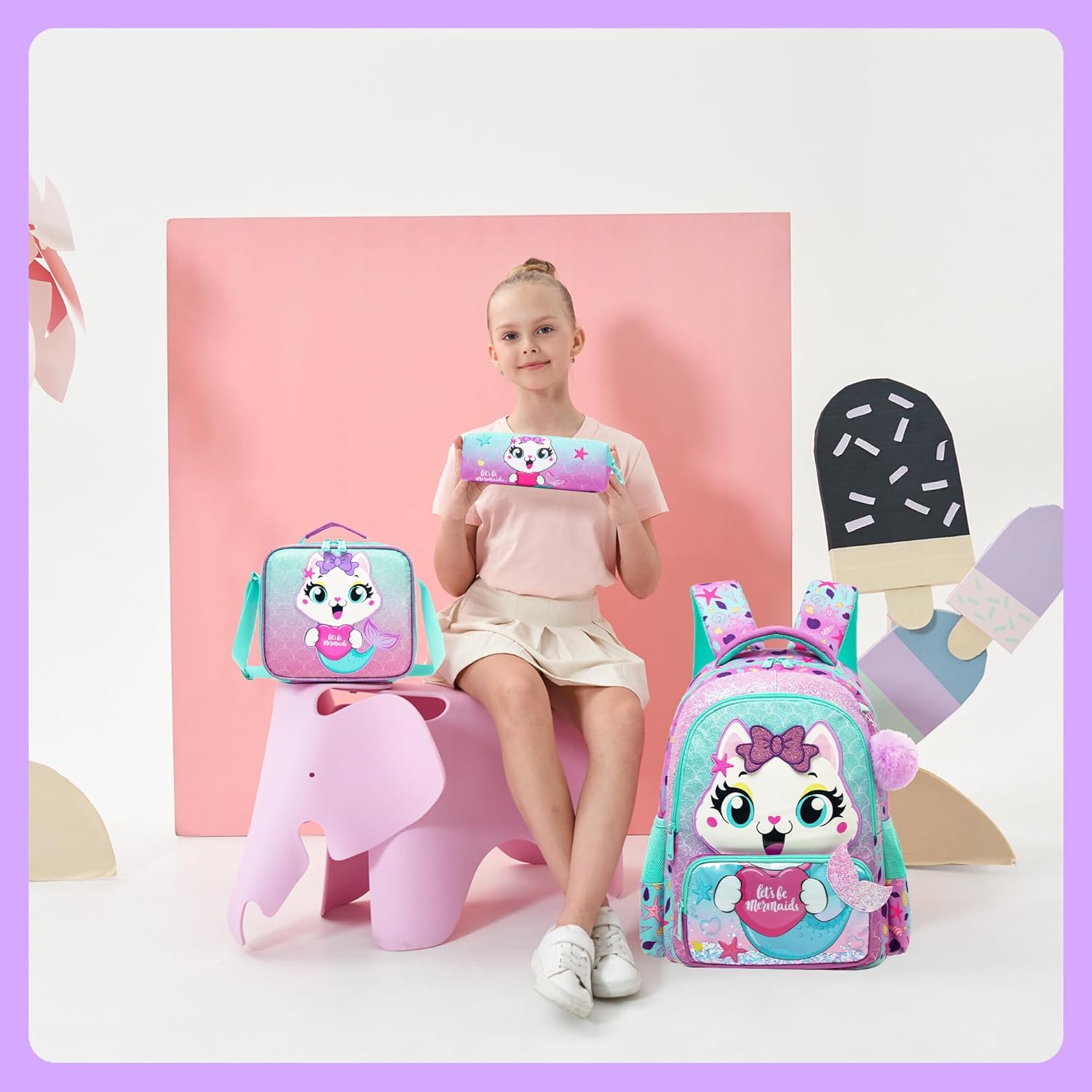 Meetbelify Kids School Backpacks for Girls Boys Backpack with Lunch Bag for Elmentary Students - Image 6