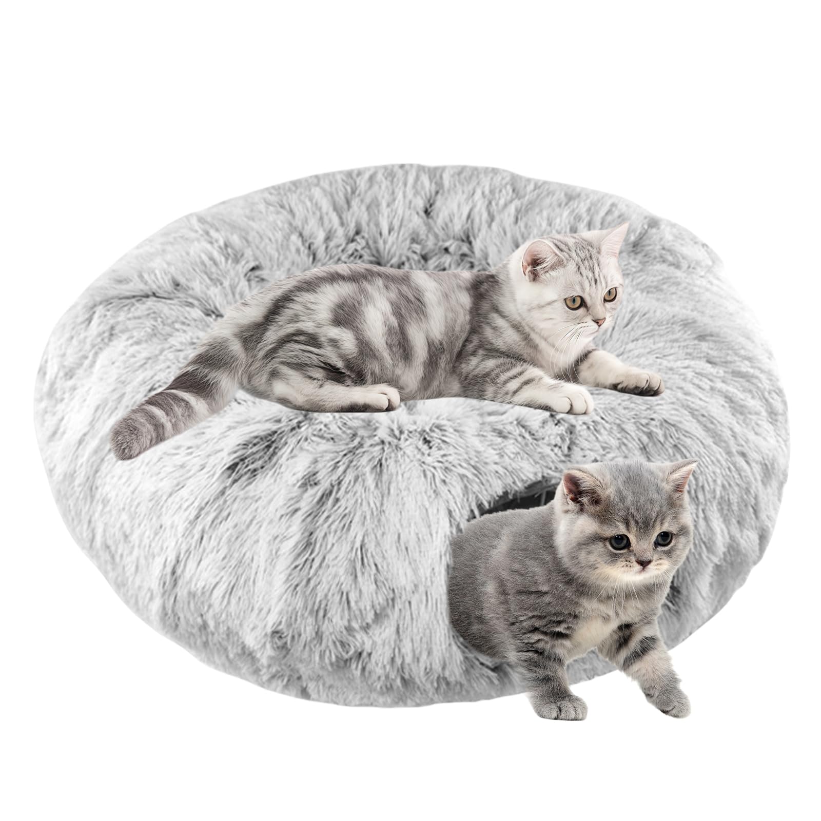 Tunnel pour chat intérieur avec jouet suspendu lapin furet tunnel rond lit peluche gris 85cm