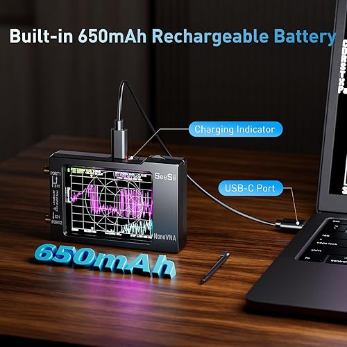 Miniatura 5 de SEESII Analizador de red vectorial Nanovna-H, HW3.6 actualizado 10KHz-1.5GHz MF HF VHF UHF Analizador de antena, medición de parámetros S, relación