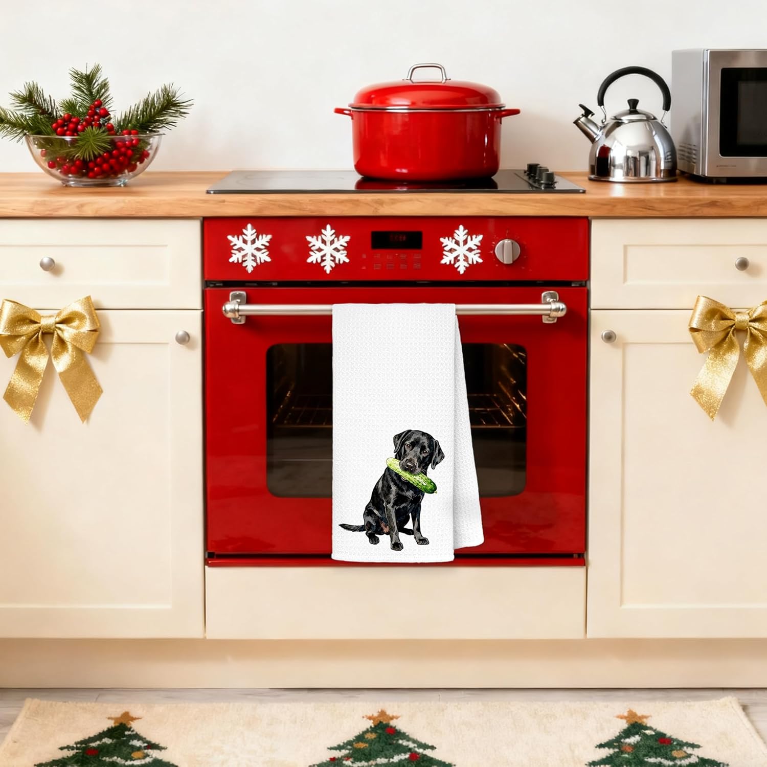 Black Labrador Retriever Kitchen Towels 16x24 in, Black Lab Gifts, Gifts for Labrador Dog Lovers, Funny Cucumber Lab Decorative Hand Tea Dish Towels for Kitchen Dining Room - Image 2