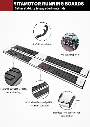Miniatura 4 de YITAMOTOR Estribos compatibles con Chevy SilveradoGMC Sierra 1500 2019-2024, SilveradoSierra 2500HD 3500HD 2019-2024 Crew Cab (excl. 2019 1500 LD),