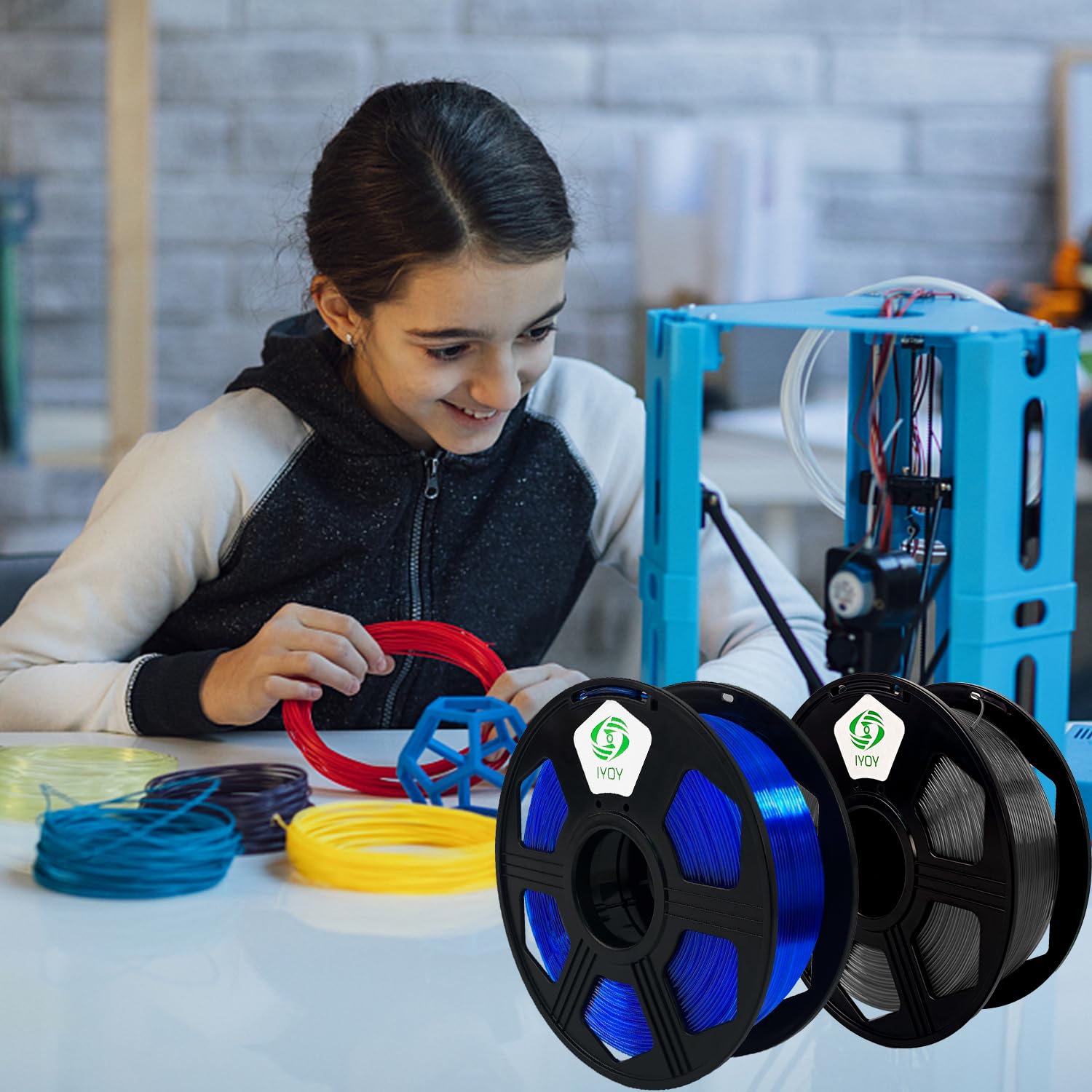 YOYI YOYI TPU Filament 1.75mm, 3D Drucker Filament, Flexibel, 0.8kg, Toleranz +/-0.02mm, TPU Blau