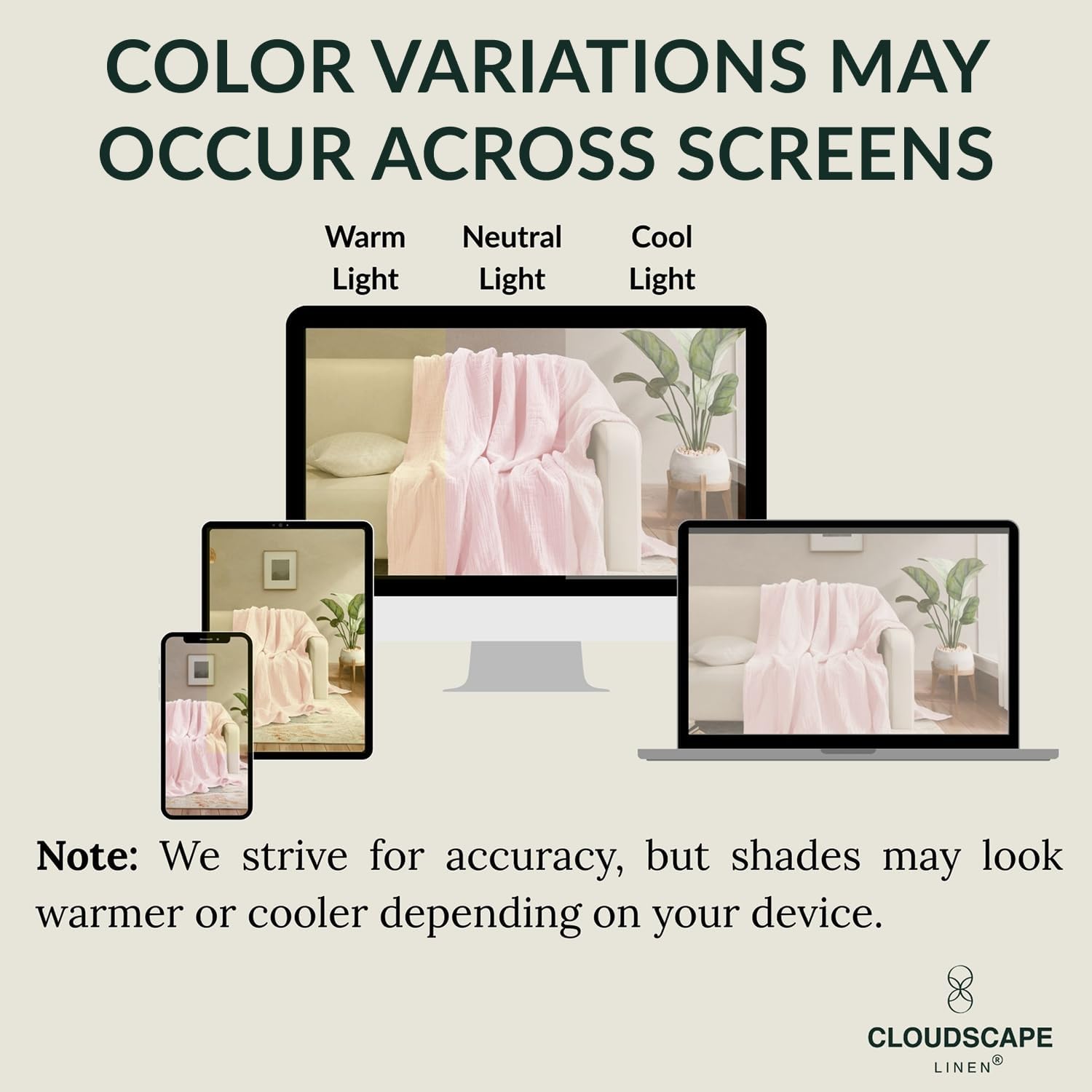 Cloud Scape Linen 8-Layer Muslin Blanket King Size for Adult - 100% Cotton, Breathable and Soft, Perfect Winter Cozy Blanket, Fits up to California King Bed, 92x108, Seashell Pink - Image 8