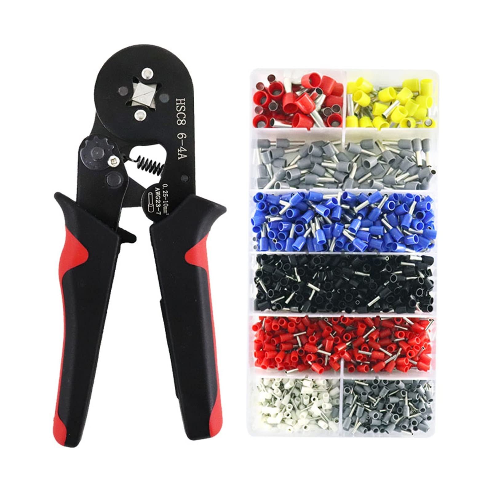 HSC8 6-4 0.25-10mm2 23-7AWG szczypce do zaciskania 1200 szt. Zaciski do rur typu igły Terminal zaciskane samonastawne narzędzie perfection (Color : Only pliers)
