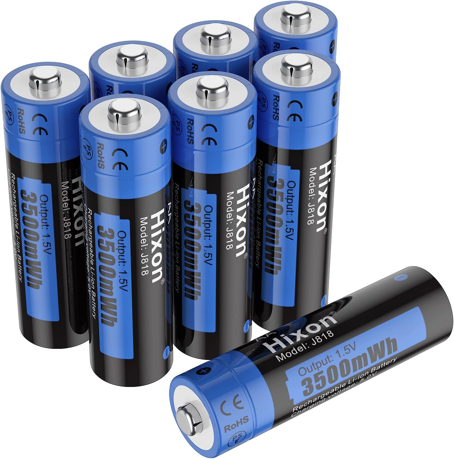 - Hixon 1.5V AA Rechargeable Batteries, 3500mWh High-Capacity Rechargeable Lithium AA Batteries,8 Counts Double AA Li-ion Battery 1600 Cycles,3A Max Output Current(Battery Only)