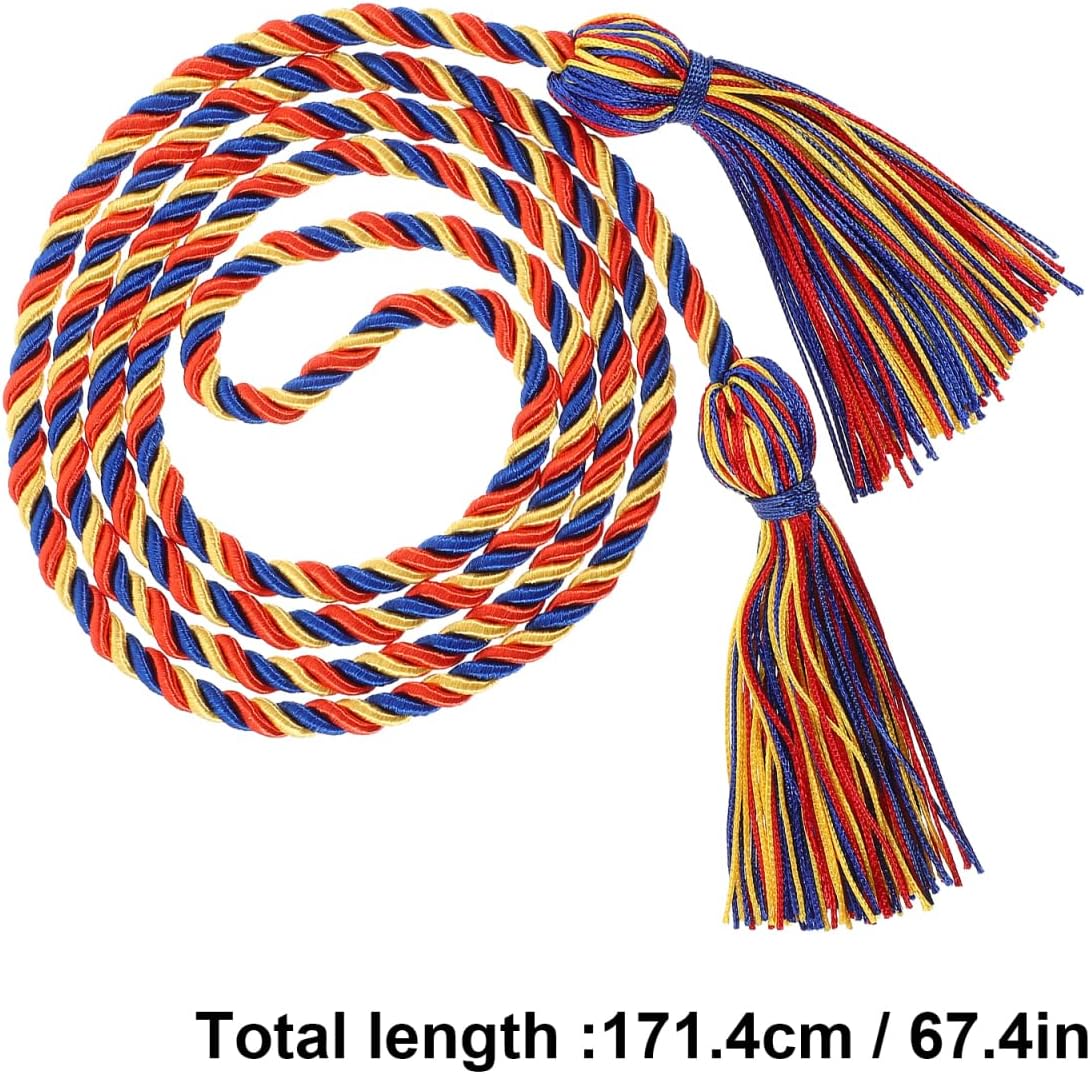 PRETYZOOM 4pcs 2025 Graduation Honor Cords with Tassels, Red Blue Polyester Rope for Graduation Ceremony, Party Decorations, and Photography Props