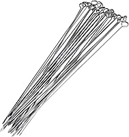 Blue Donuts 24 Pack 17 Inch Stainless Steel Flat Kabob Skewers for Grilling - Dishwasher Safe BBQ Accessories