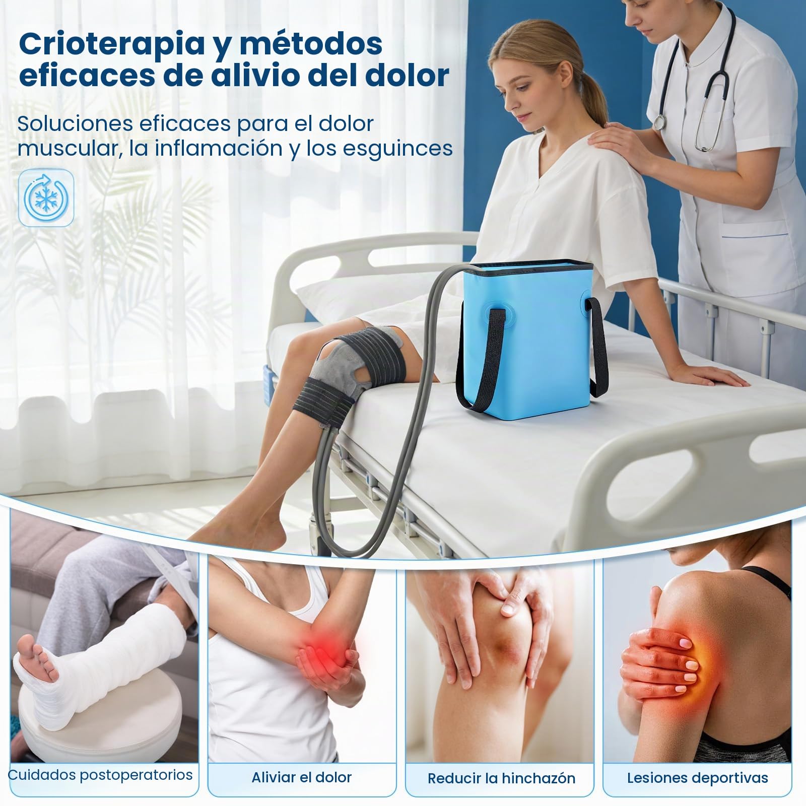 Bolsa de hielo Rodilla Cryo Machine 14L, Compresa Fría Máquina de Bolsillo de Frío Reutilizable, Cryo Pierna Bolsa de Hielo Tobillo Antifugas Mejorado, para Rodilla, Tobillo, Hombros, Espalda