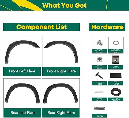 Miniatura 9 de YHTAUTO Guardabarros estilo remachado de bolsillo con kit de accesorios de repuesto para Dodge Ram 25003500 2010-2018 protector de cubierta de rueda