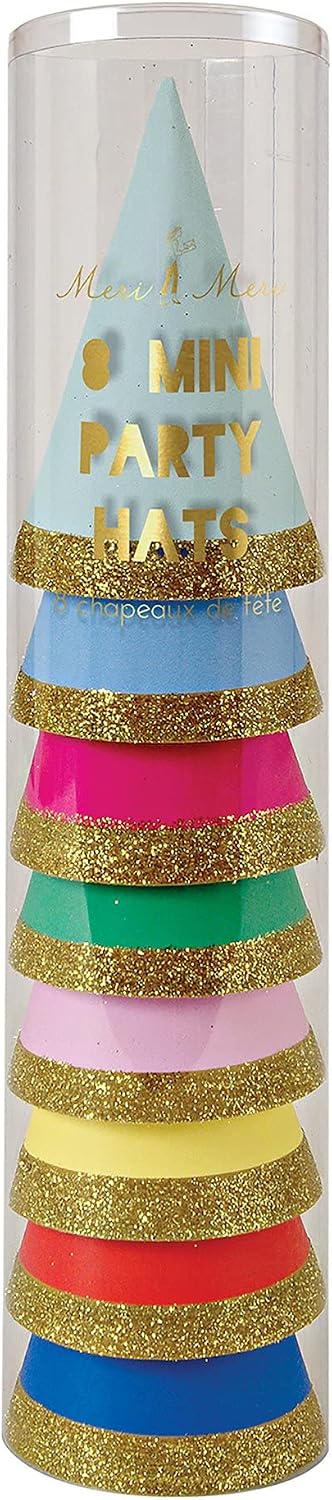 Meri Meri Mini Birthday Hats, Pack of 8 Bright and Colorful Kids Mini Party Hats, Cone Party Hats, Birthday Hats for Kids