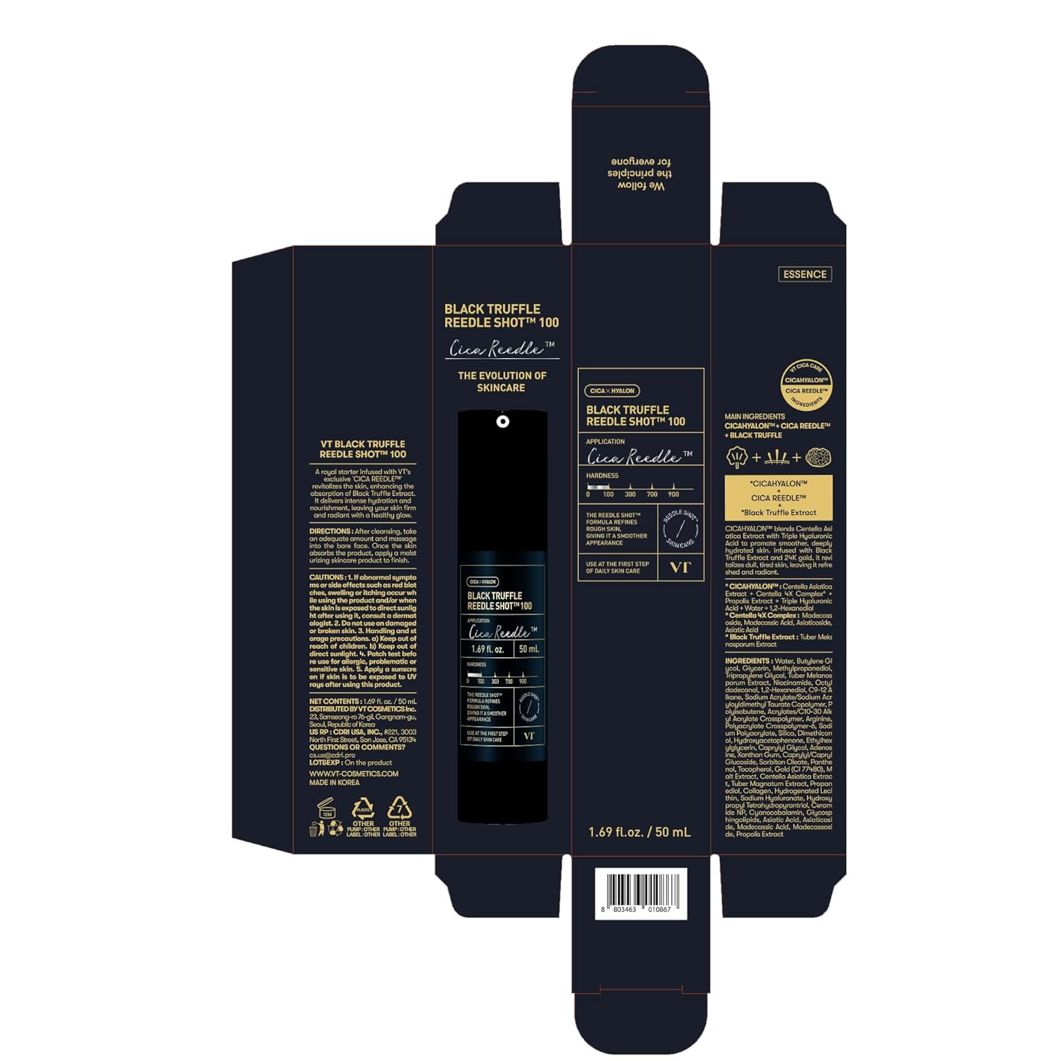 VT COSMETICS Black Truffle Reedle Shot 100 Serum with Black Truffle Extract & 24K Gold Spicule Microneedling Formula, Korean Skincare, 1.69 fl oz(50ml) - Image 8