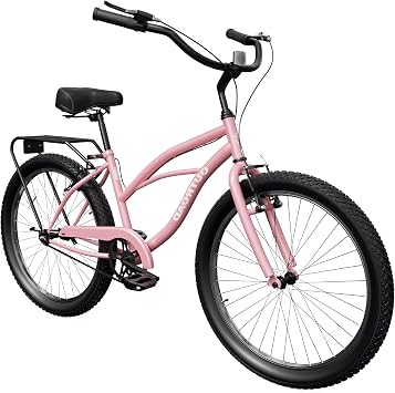 Max4out Beach Cruiser Bike for Adult,Womens Bicycle with Rear Rack 24 & 26 Inch Comfort Bikes with Adjustable Seat Suitable for Cities,Coastal Areas,and Beaches