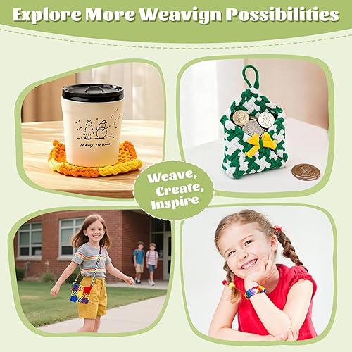 Miniatura 4 de PREBOX 1000 PCS bucles de repuesto para telar de tejido, 10 colores para telar de agarraderas de 7 pulgadas, suministros de manualidades para niños