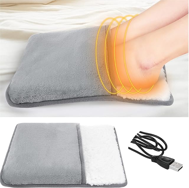 Kisbeibi Electric Heated Foot Warmer, Fast Heating Pad, Feet Warmer for Men and Women, Ultra Soft Flannel Heat Therapy Wrap for Feet, Back, Waist, Abdomen, Shoulders, Hands