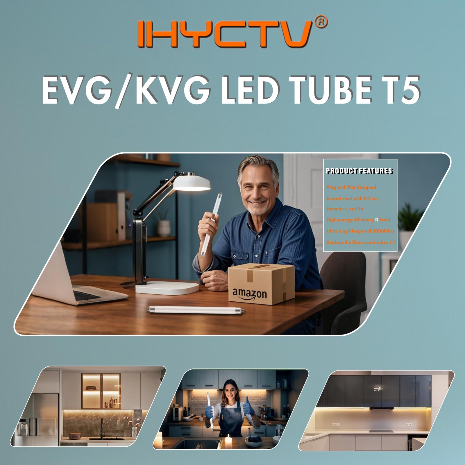 IHYCTV LED Röhre T5 114,9 cm, EVG KVG kompatibel, G5 20 W 2760 lm, tageslichtweiß 6500k, Ersatz für 54W Leuchtstoffröhren, langlebig 50.000h, Glas, matt, nicht dimmbar, 300 °, 1 Stück