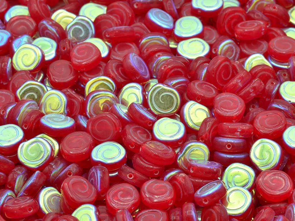 15pcs Spiral Snail Pressed Beads, Chalk White 54570 (03000-54570), Glass, Czech Republic (0.35 x 0.31 inches)