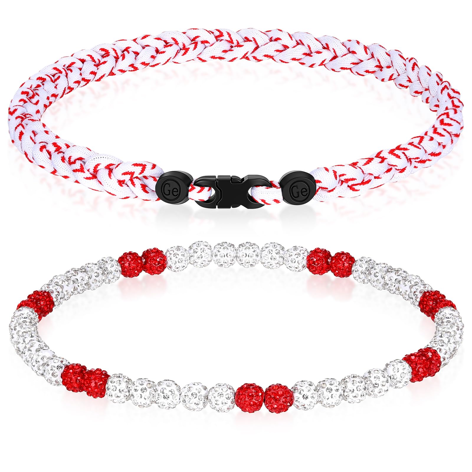 Photo 1 of Liliaafar Baseball Necklace Set - Red/White, 18"
