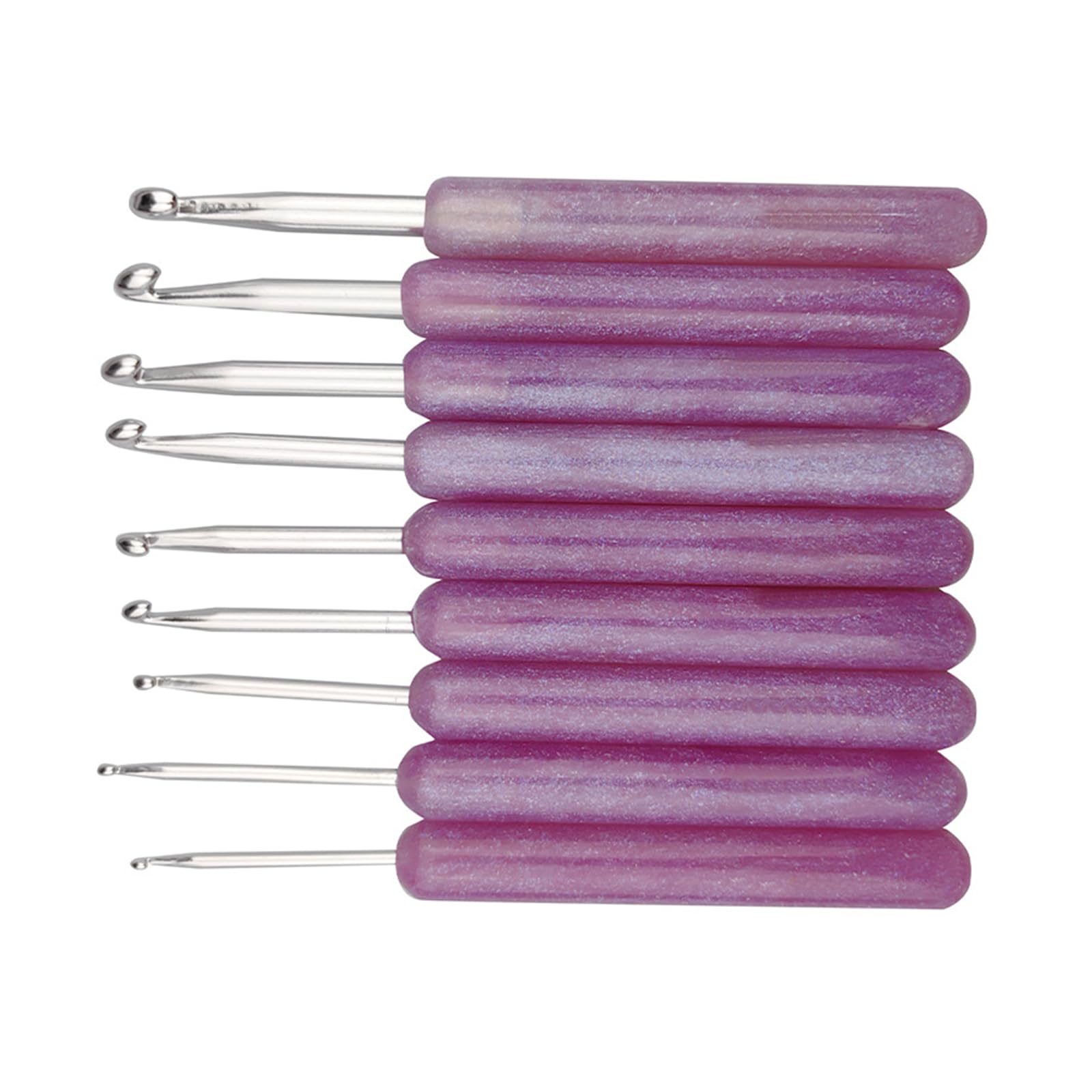 Tianchgwei Purple 9Pcs Crochet Hook Smooth Tips Crafted Clay Crochet Hooks Set Beautiful Polished Crochet Hook Pink Ergonomic Crochet Hook Set For Beginners