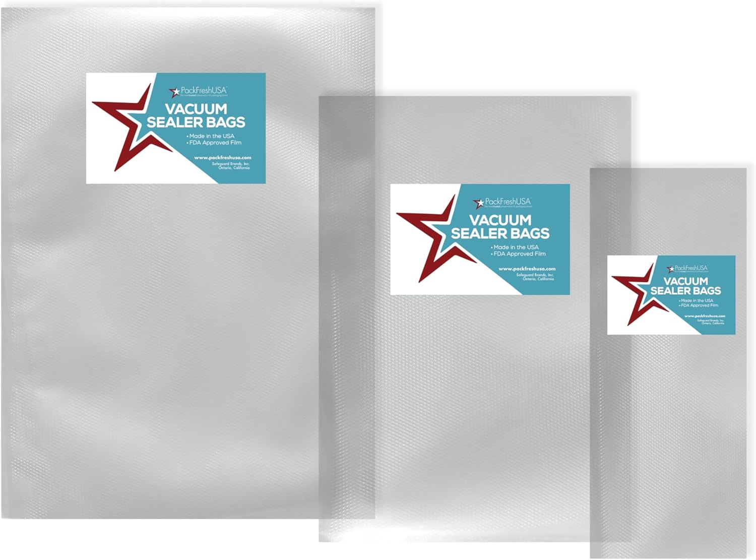 PackFreshUSA: Vacuum Sealer Bags - Pint - Quart - Gallon - Pre-Cut - Food Safe - Heat Sealable - Heavy Duty - Commercial Grade - Meal Prep - Sous Vide - Made in USA - 300 Pack