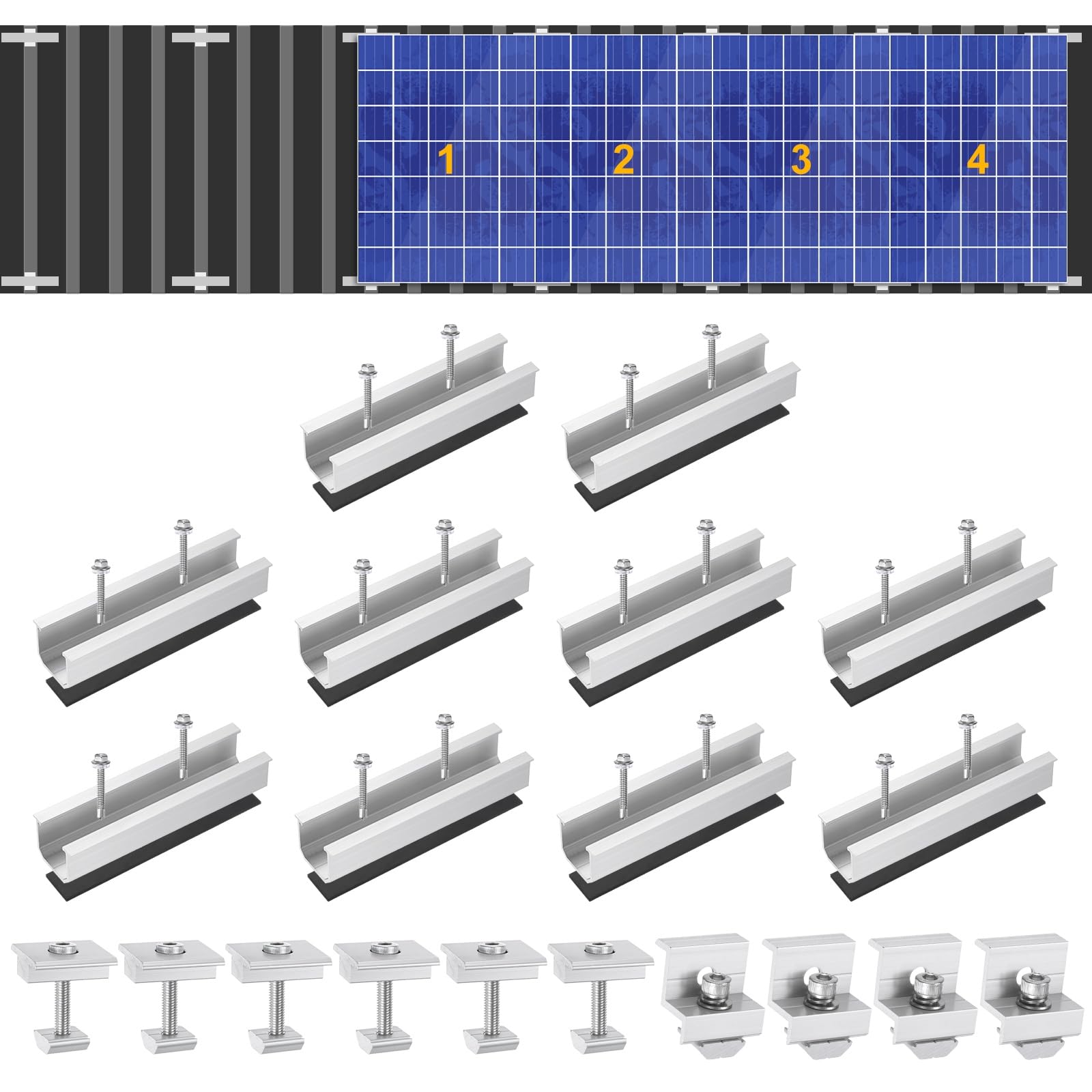 Rails de montage pour panneau solaire en alliage d'aluminium de 120 mm