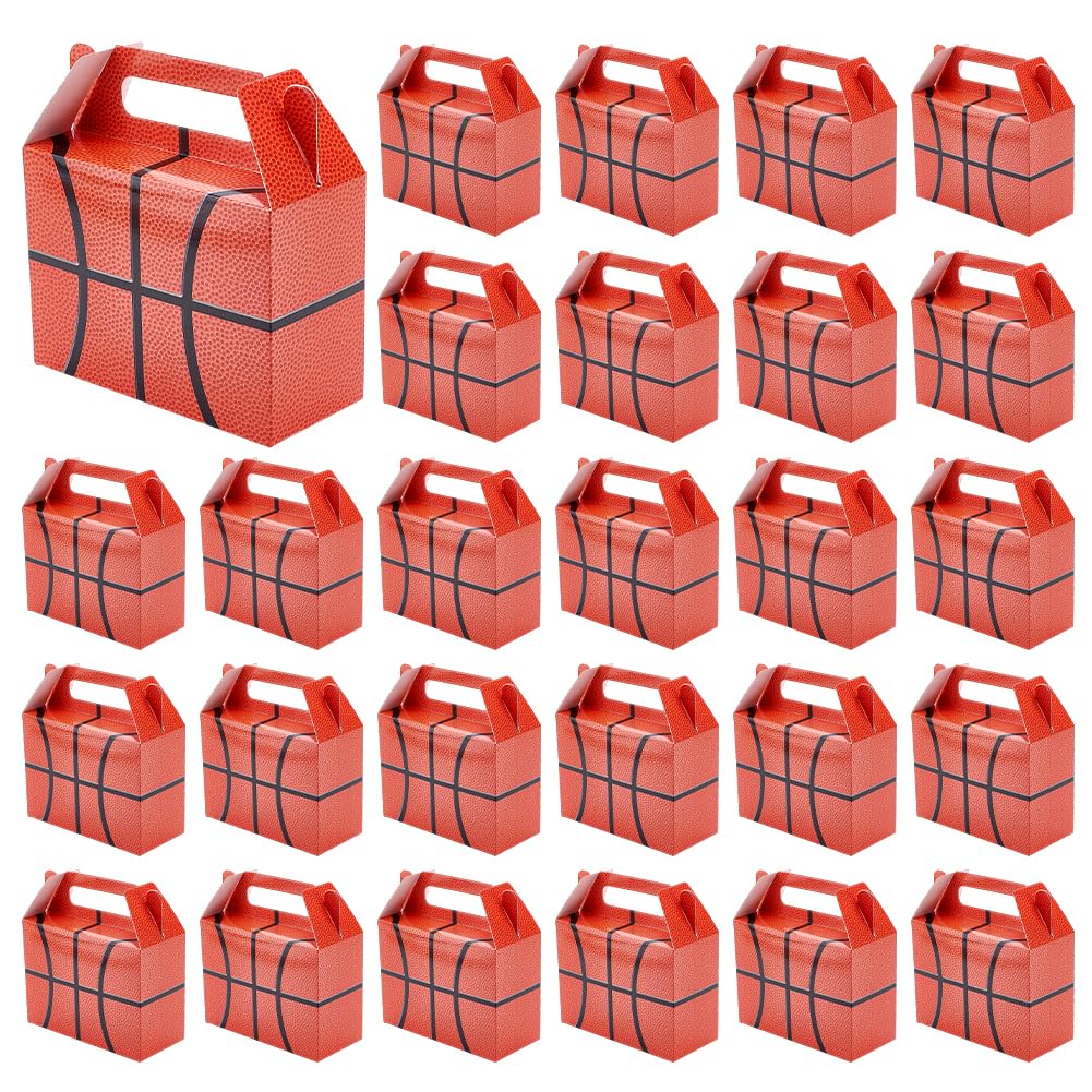OLYCRAFT 30Pcs Basketball Goody Box with Handles Basketball Party Favor Bags Basketball Party Favors Treat Boxes Party Treat Candy Boxes Basketball Party Supplies for Basketball Party Favors Decor