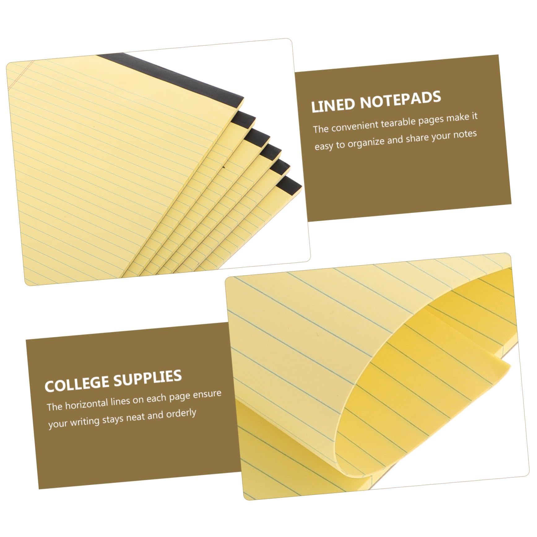 Quaderno a Righe A4 Giallo 6 Pezzi Blocchi Legali Strappabili per Appunti Scuola Lavoro con Suddivisione Sezioni Organizzazione Forniture per Insegnanti