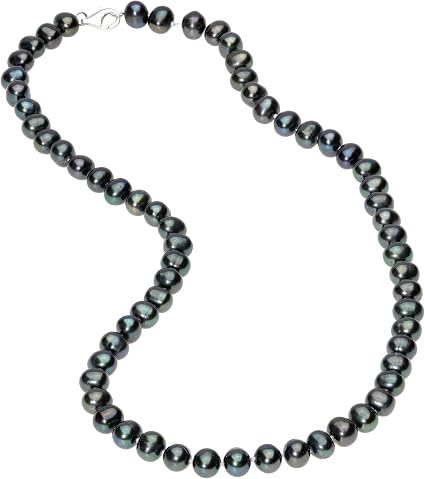Black Pearl Necklace in 925 Sterling 