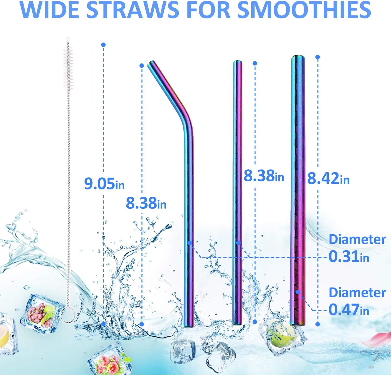 Flаѕh Sаlе Reusable Metal Straws Large Smoothie Drinking Straws for 20oz Tumblers Purple Extra Wide