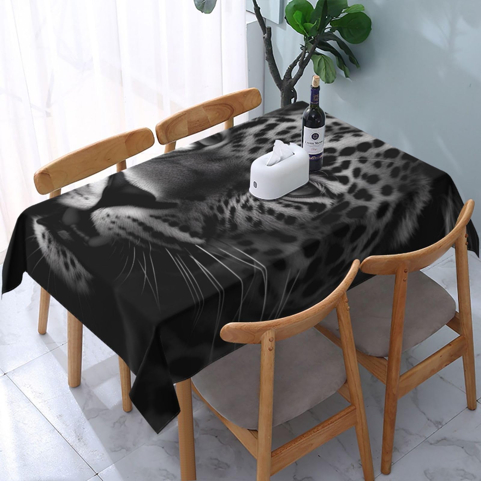 WPKJU Leopard Printed Tablecloth Water Resistant Table Cover Washable Rectangle Table Cloth for Tables 54x72 in