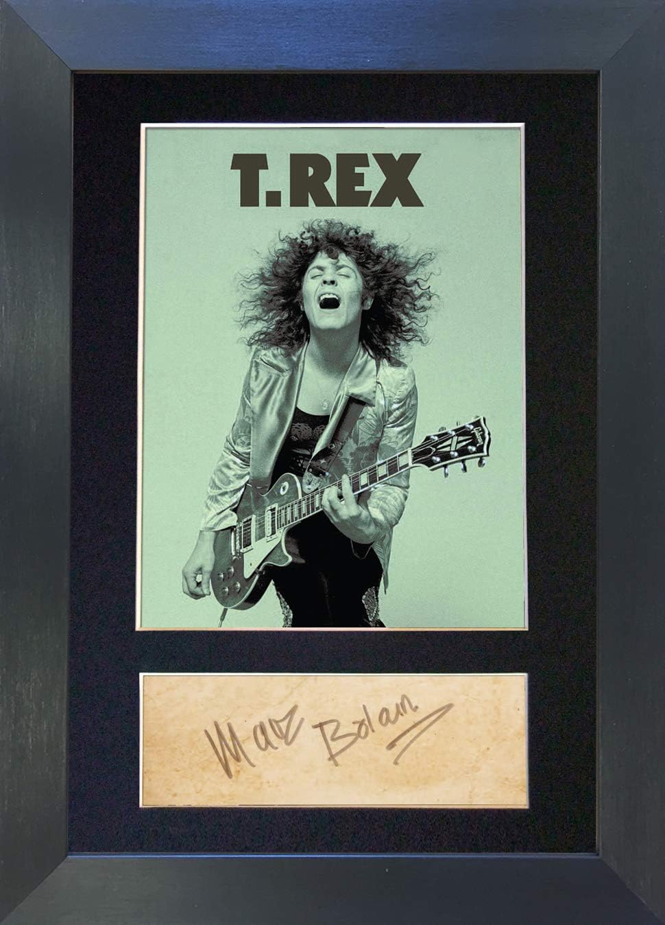 MARC BOLAN T-Rex Signed Autograph Mounted Photo Reproduction PRINT A4 Rare (297 x 210mm) #485 (Black Frame)
