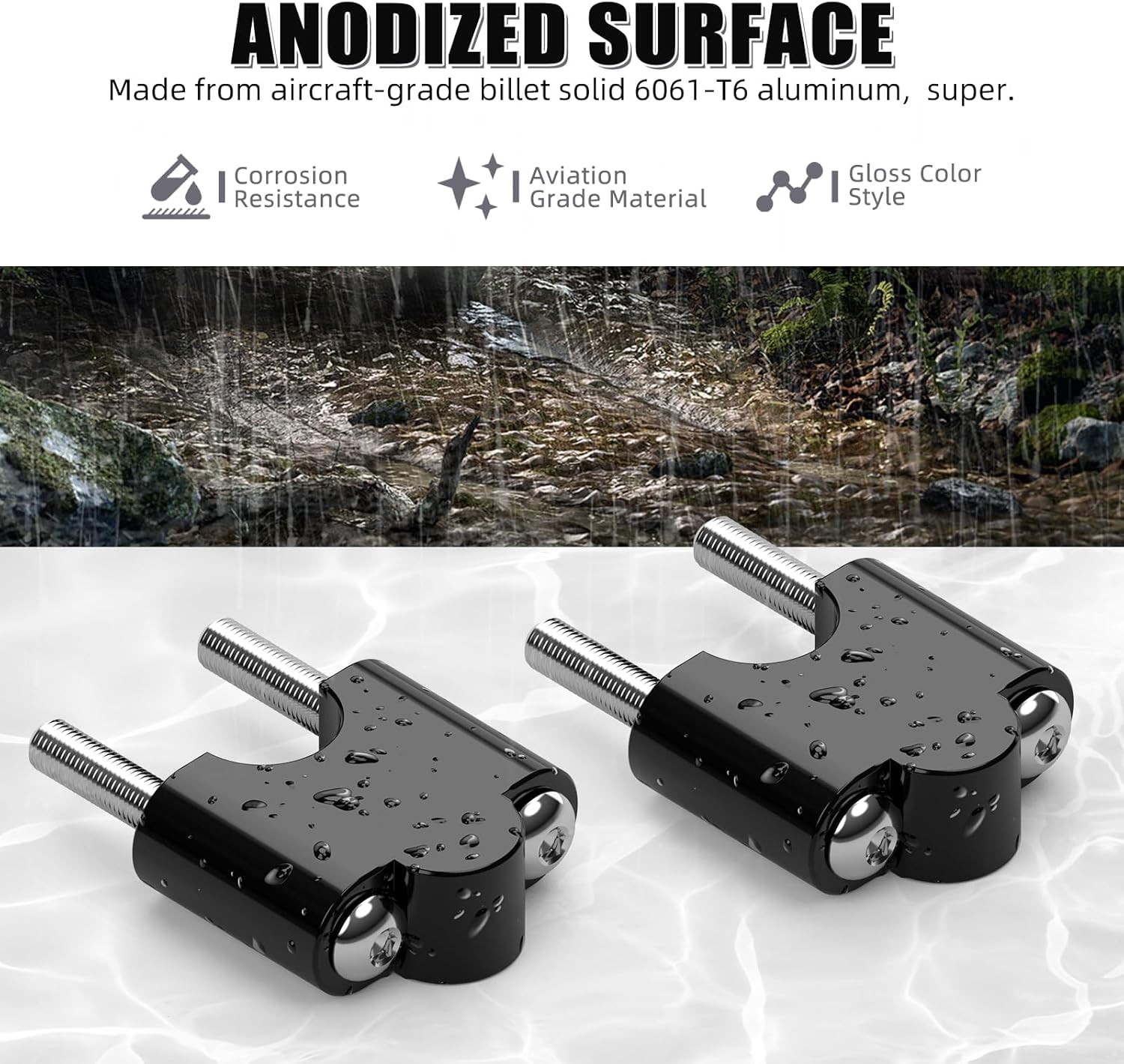 NICECNC Motorcycle Handlebar Riser Clamp Compatible with Yamaha Raptor 700 2013-2023,Raptor 700R 2016-2023 Black,ATV Aluminum Replacement Parts