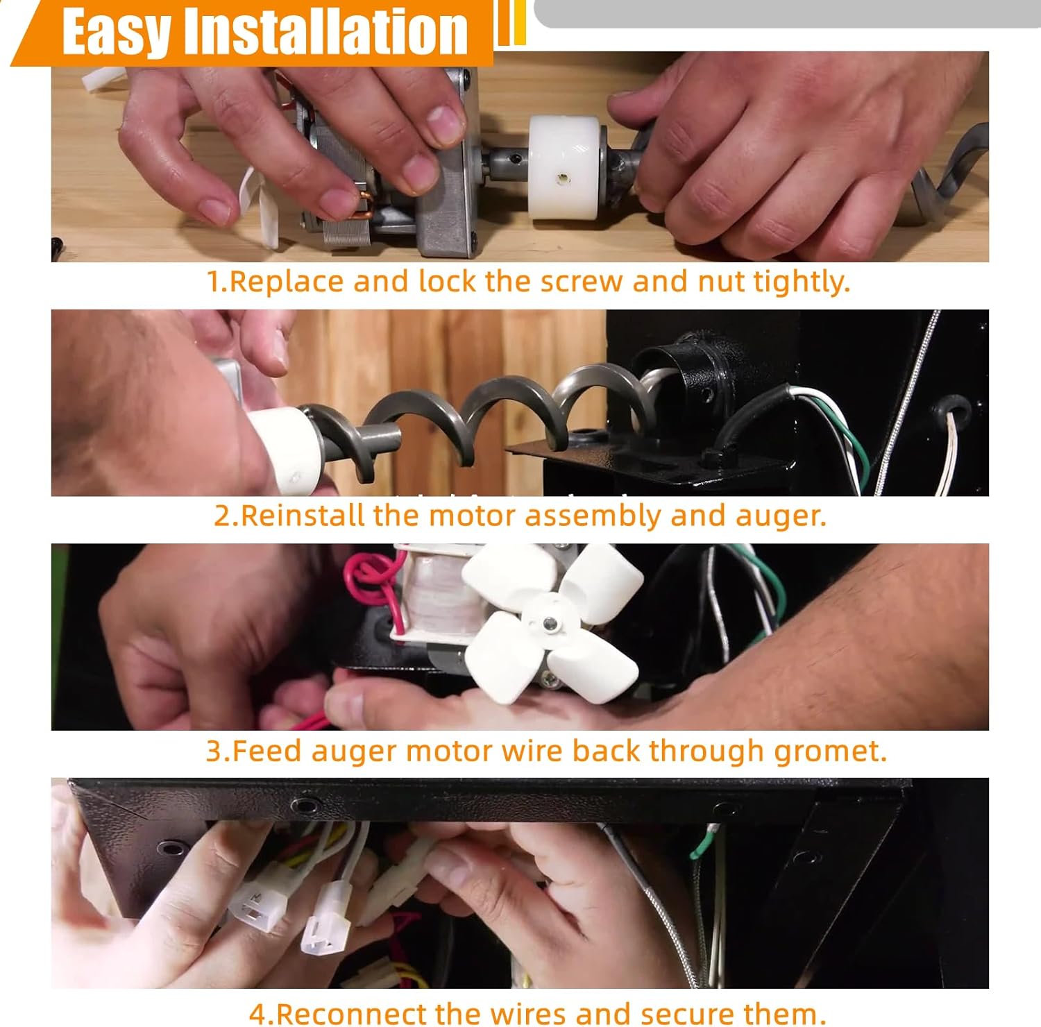 Upgraded 2.0RPM Auger Motor Replacement Parts Kit with More Power and UL1332 High-temperature Wire, Compatible with Traeger Pit Boss Camp Chef Z Grills Wood Pellet Grill Smokers Parts AC120V 60Hz