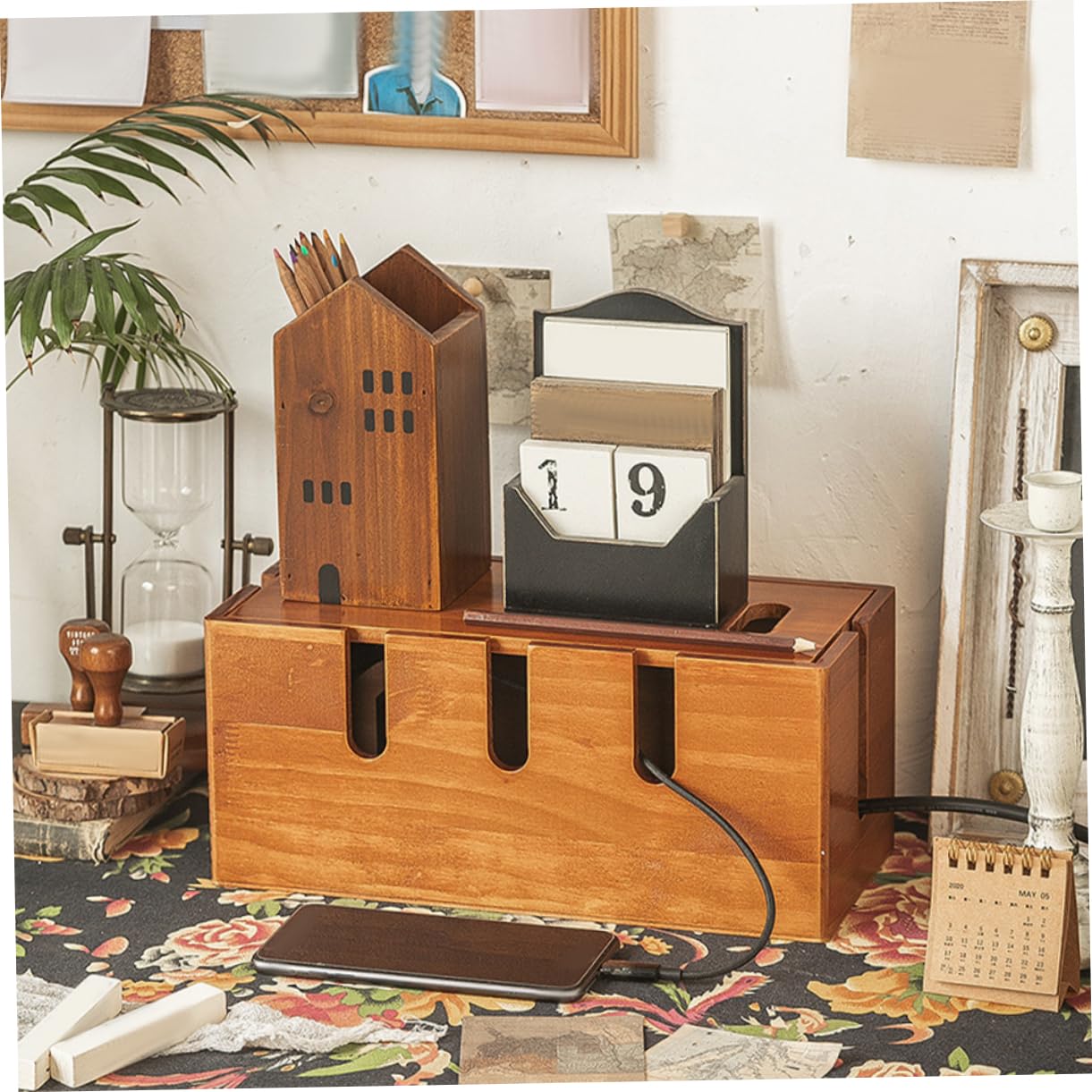Kabelmanagementbox für Schreibtisch und Kabelordnung | Homeoffice und Büro, Robuste Bauweise, Desktop Organisation mit Sauberer Leitungsführung