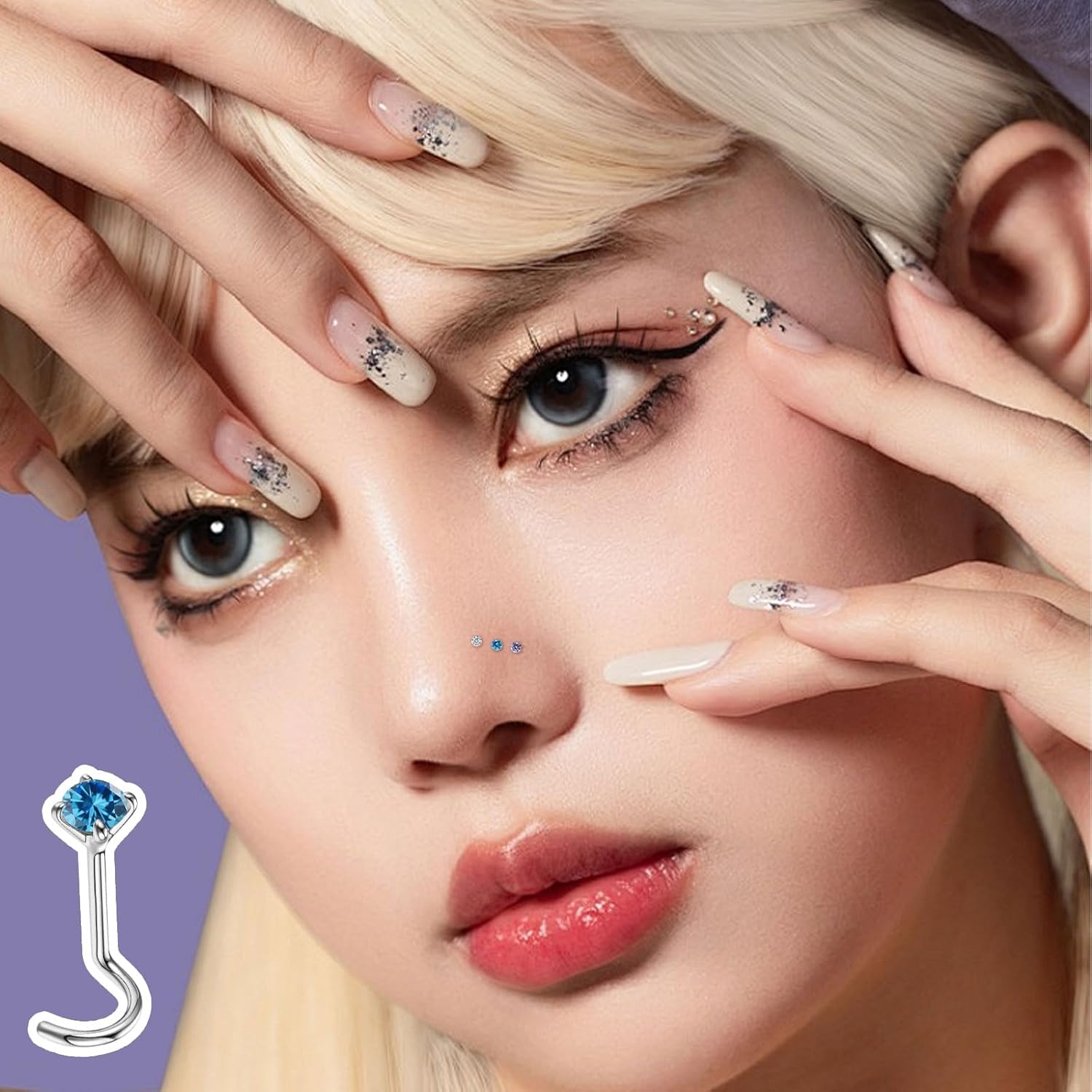 Small Birthstone Nose Stud, 20G Nostril Solid 3mm Round CZ Nose Piercing Jewelry for Women Men Hypoallergenic Gold Nose Ring Stud with Tiny CZ Diamond - Image 4