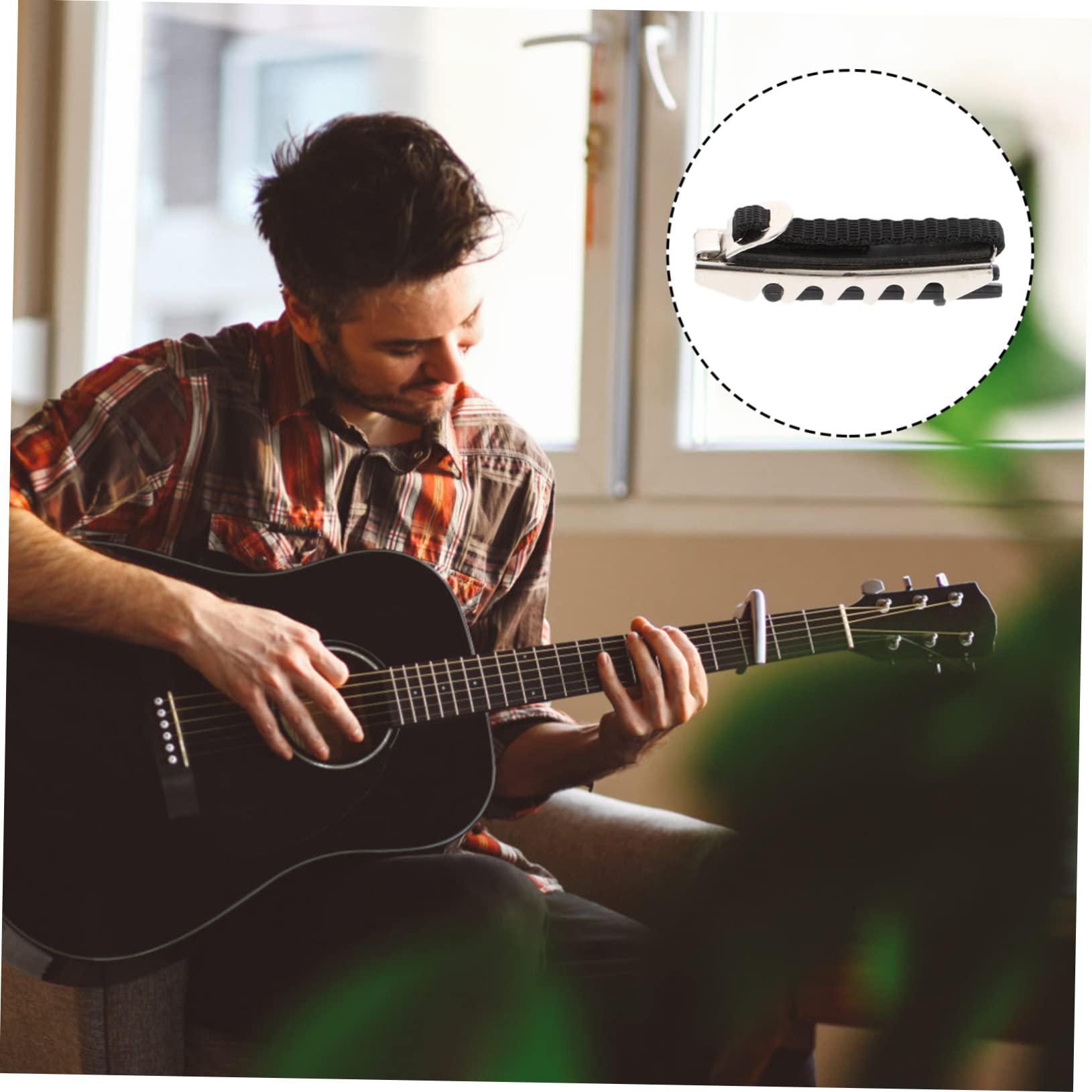VINTORKY 1Pc Durable Plastic Guitar Capo for Acoustic Electric Guitar Practical Tone Changer Accessory Easy to Use Capo for Beginners Experienced Players Black