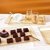 Vista 6 de I00000 Paquete de 6 bandejas de servir de plástico con purpurina dorada, 15" x 10" bandejas de comida onduladas, bandejas de servir desechables