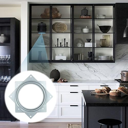 Miniatura 6 de AKOLAFE Paquete de 8 rodamientos para tocadiscos Lazy Susan, placa giratoria cuadrada de 6 pulgadas, capacidad de 500 libras, placa giratoria de 516