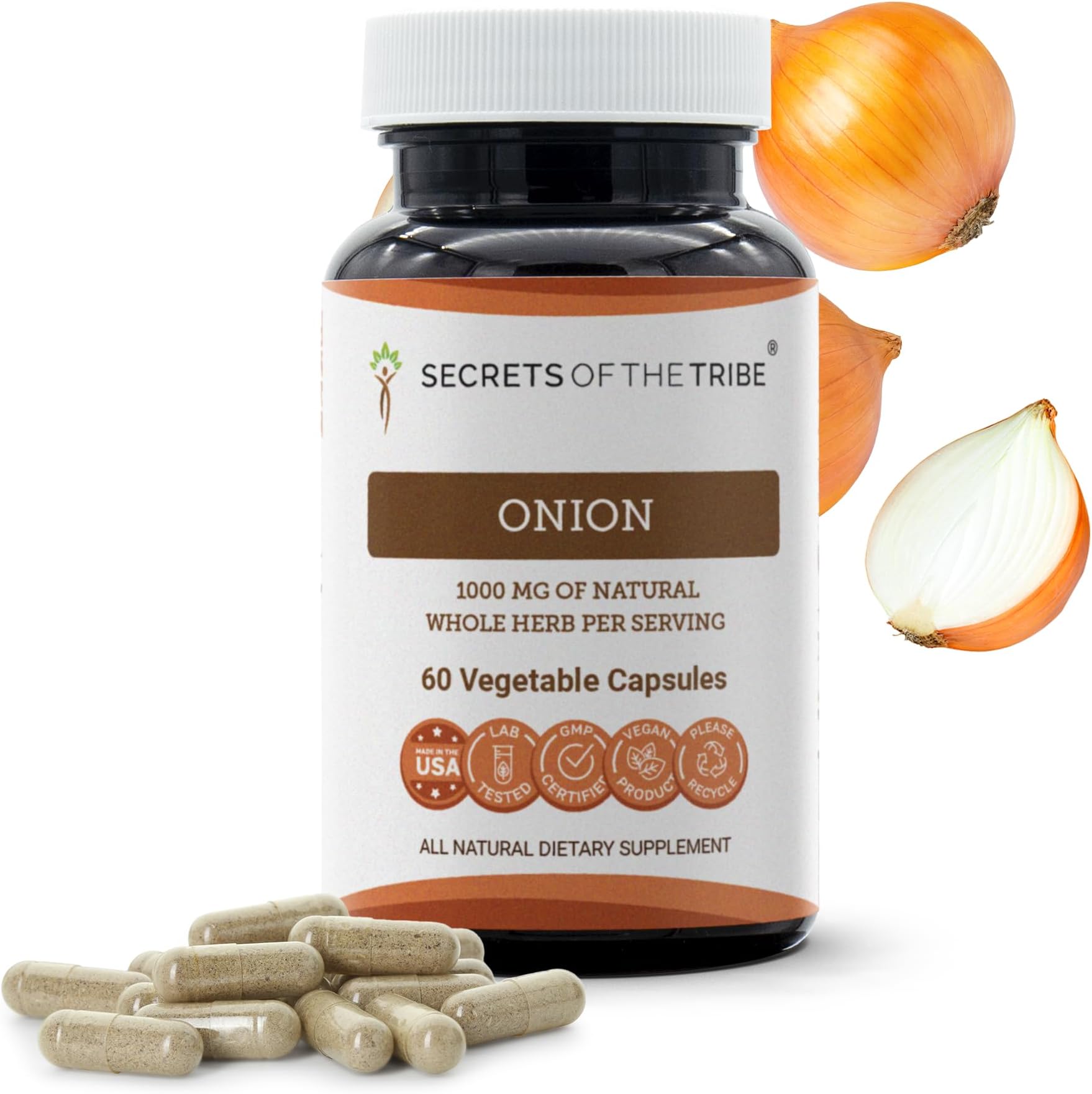 Onion 60 Capsules, 1000 mg, Organic Onion (Allium Cepa) Dried Bulb (60 Capsules)