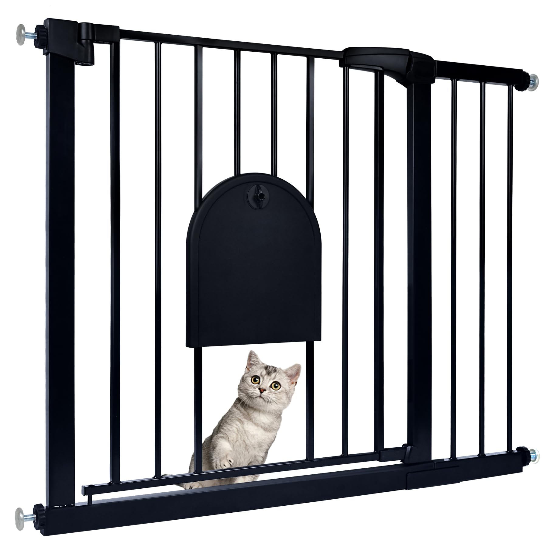 Griglia Di Sicurezza Per Bambini E Animali - Regolabile 75-115 Cm, Senza Fori, Con Porticina Per Gatti E Cani
