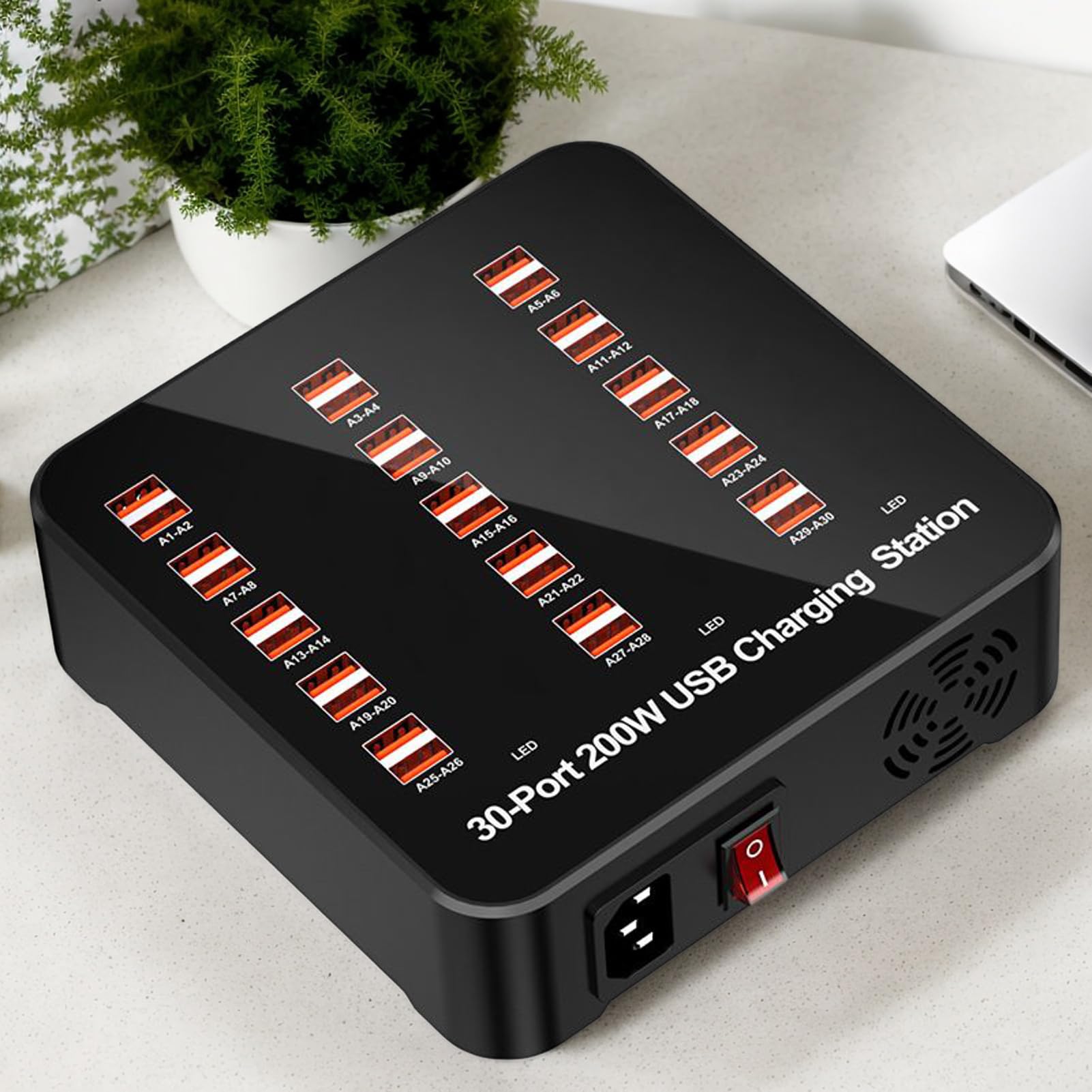 Estación de Carga USB Base de Alimentación Múltiple | Enchufe Inteligente Portátil Para Smartphone Tablet Escritorio