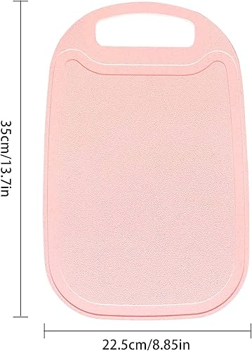 Miniatura 2 de Tabla de cortar para cocina, tablas de cortar de paja de trigo con ranuras para jugo y mango de fácil agarre, apta para lavavajillas, no raya (rosa)