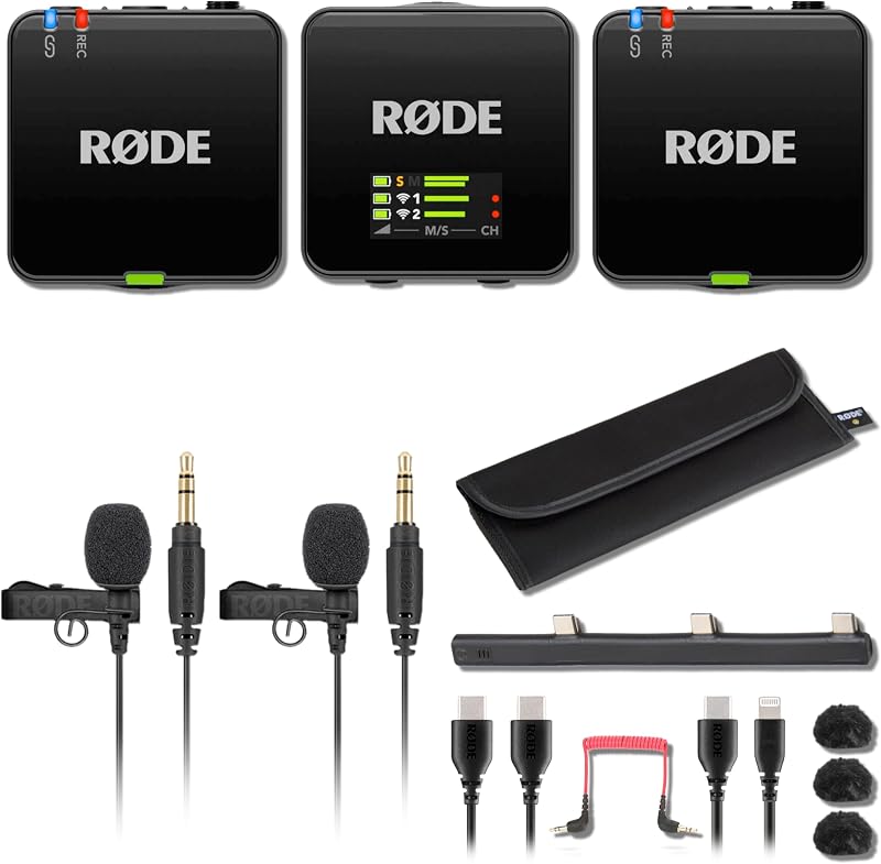Rode Wireless GO III Sistema con micrófono inalámbrico de doble canal con 2 micrófonos portátiles profesionales Rode Lavalier GO