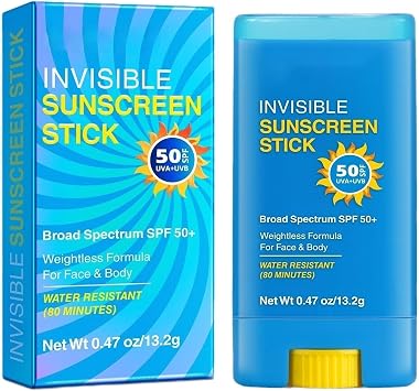 Sunscreen Stick Spf 50+ Invisible Sun Block Sticks For Face & Body - Strong UVA/UVB Protection Sun Cream - Water Resistant, No White Cast, Non-Greasy Travel Size Sunblock Stick