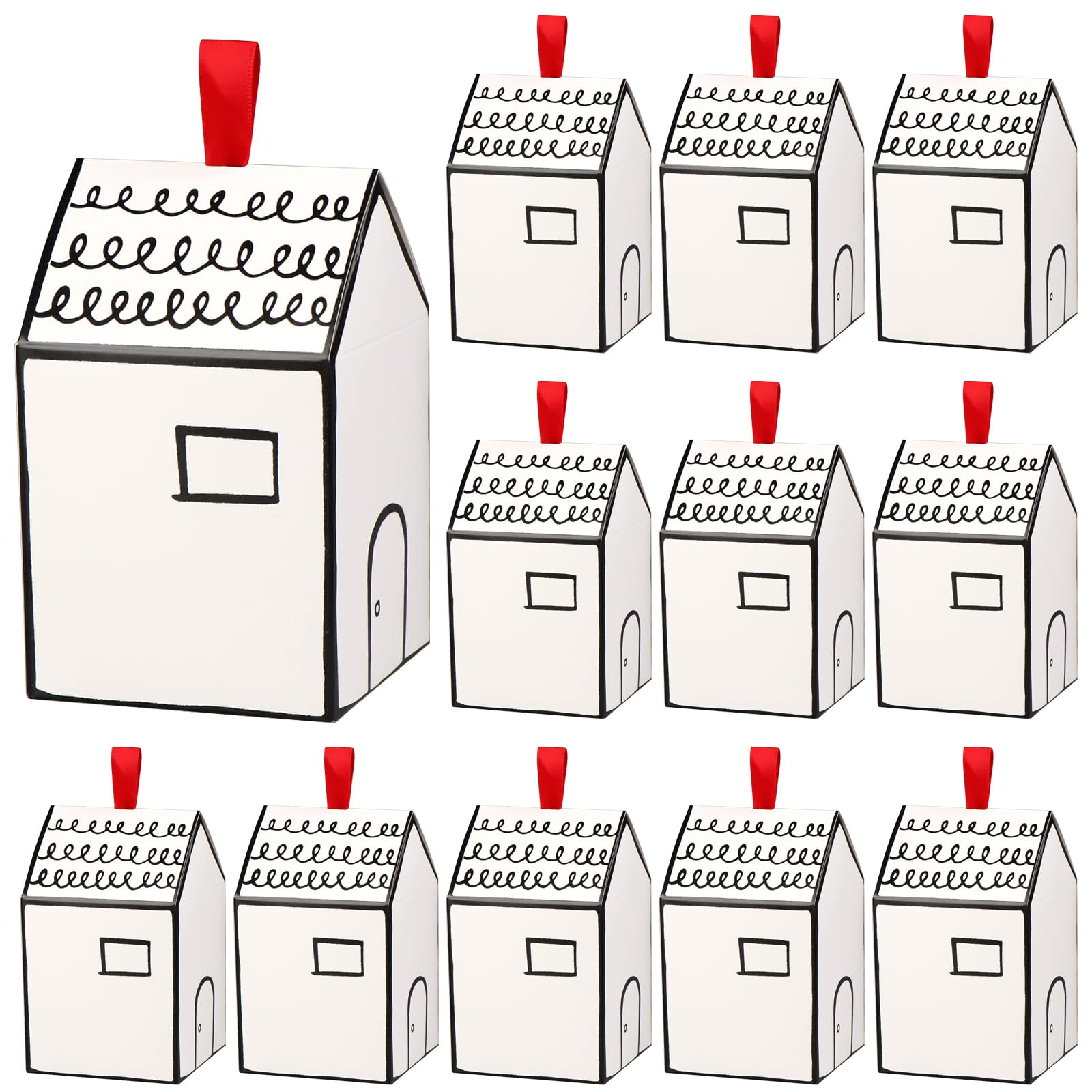 Haomian 20 Pcs House Shaped Gift Boxes House Boxes for Treats, Treat Holders for Dessert, Fancy Cookie Holders for Gift Giving, Handmade Candy Box,